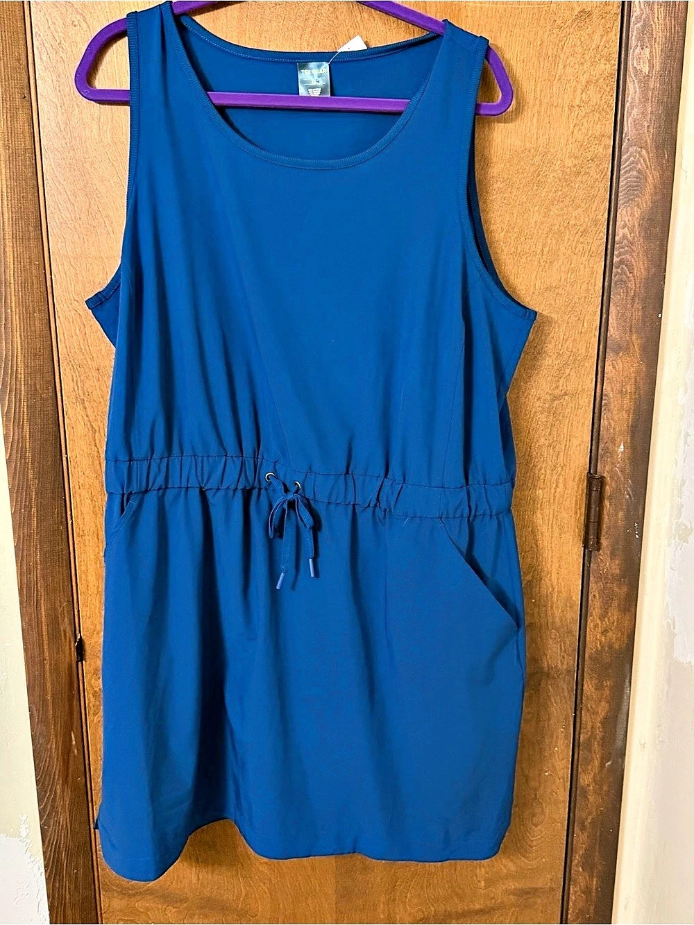 Tek Gear Blue Sleeveless Drawstring Mini Dress XXL Like New Athleasure
